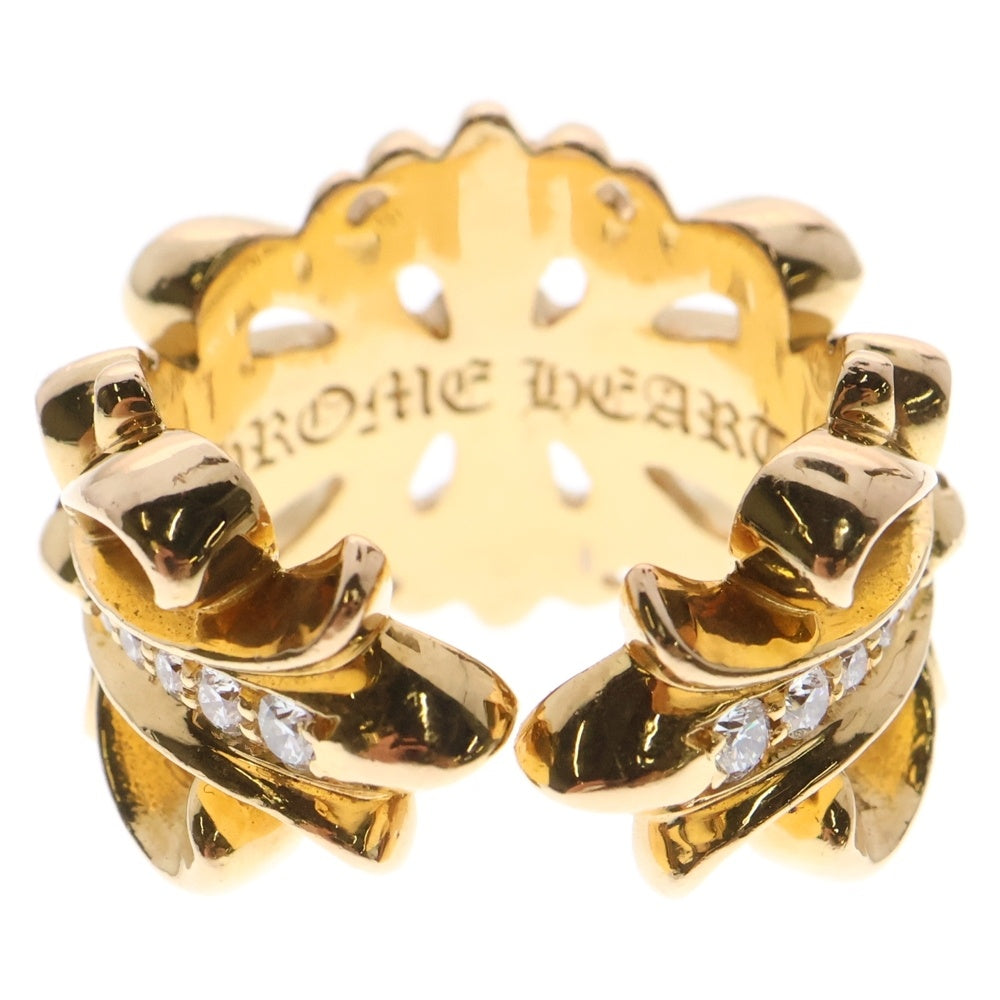 CHROME HEARTS(クロムハーツ) 22K DBL FLRL CRS P D ダブルフローラルクロス リング PAVEダイヤ ゴールド