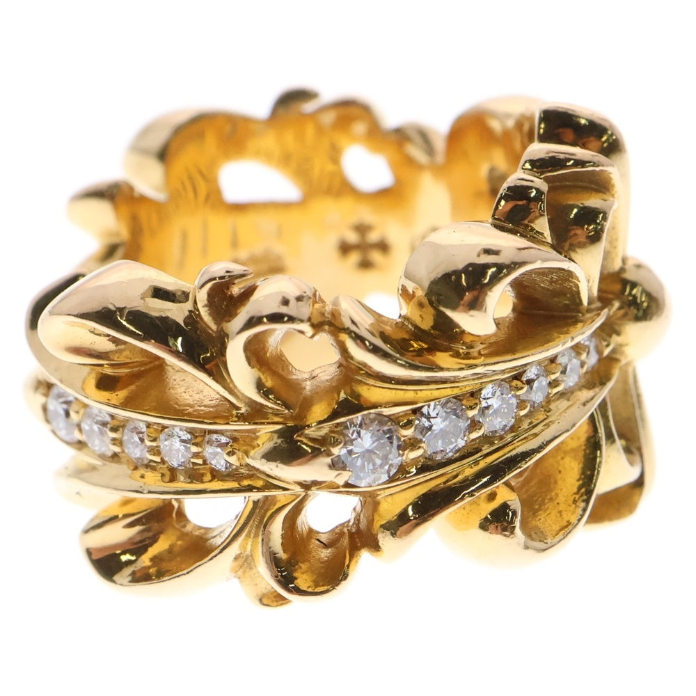 CHROME HEARTS(クロムハーツ) 22K DBL FLRL CRS P D ダブルフローラルクロス リング PAVEダイヤ ゴールド