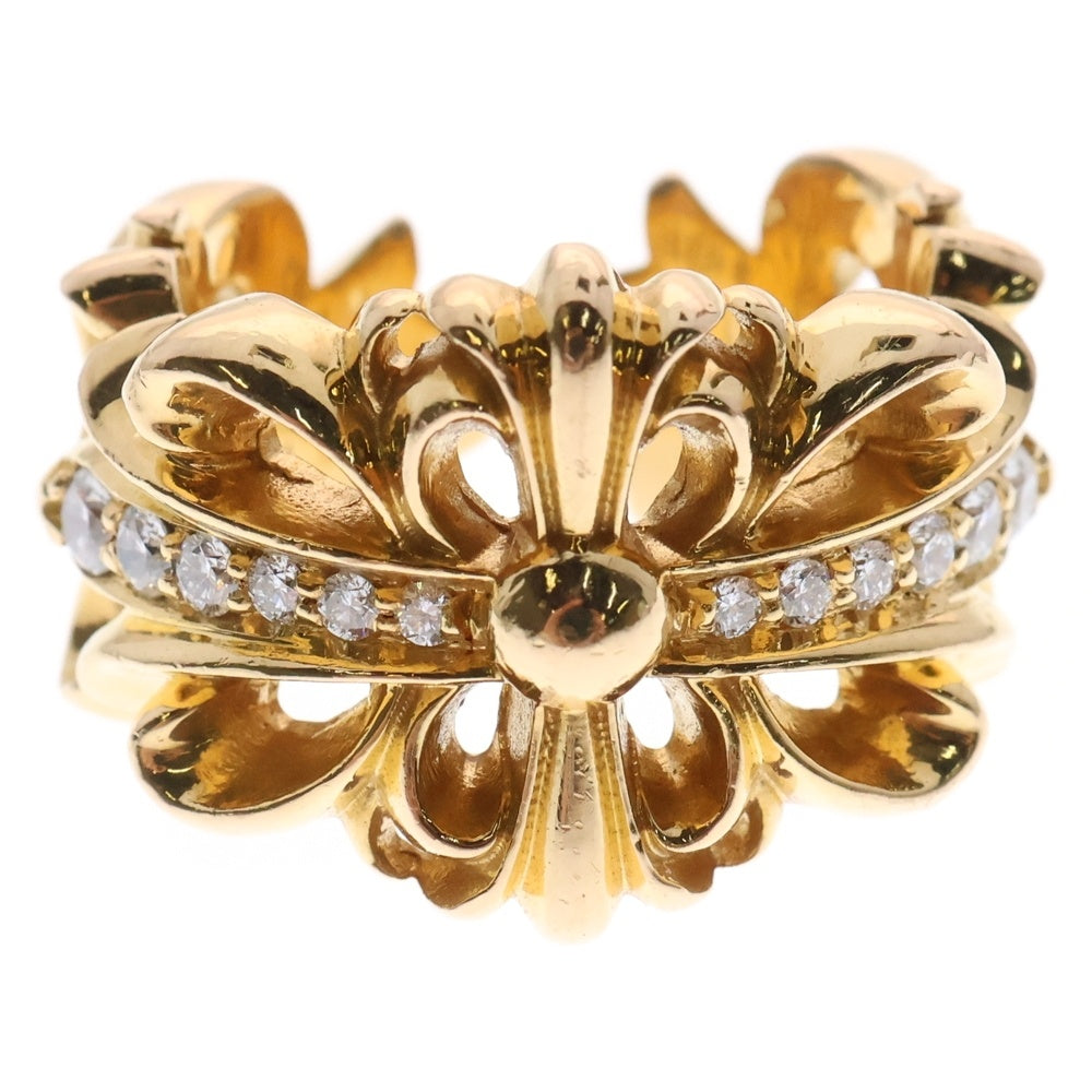 CHROME HEARTS(クロムハーツ) 22K DBL FLRL CRS P D ダブルフローラルクロス リング PAVEダイヤ ゴールド