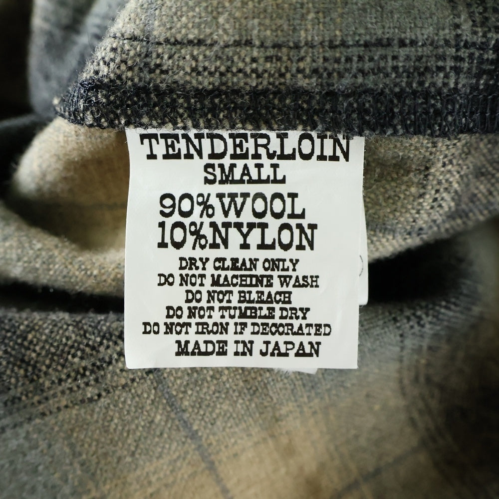 TENDERLOIN(テンダーロイン) 08AW T-WOOL SHT オンブレチェック ウールナイロン オープンカラー 長袖シャツ ベージュ/ブラック
