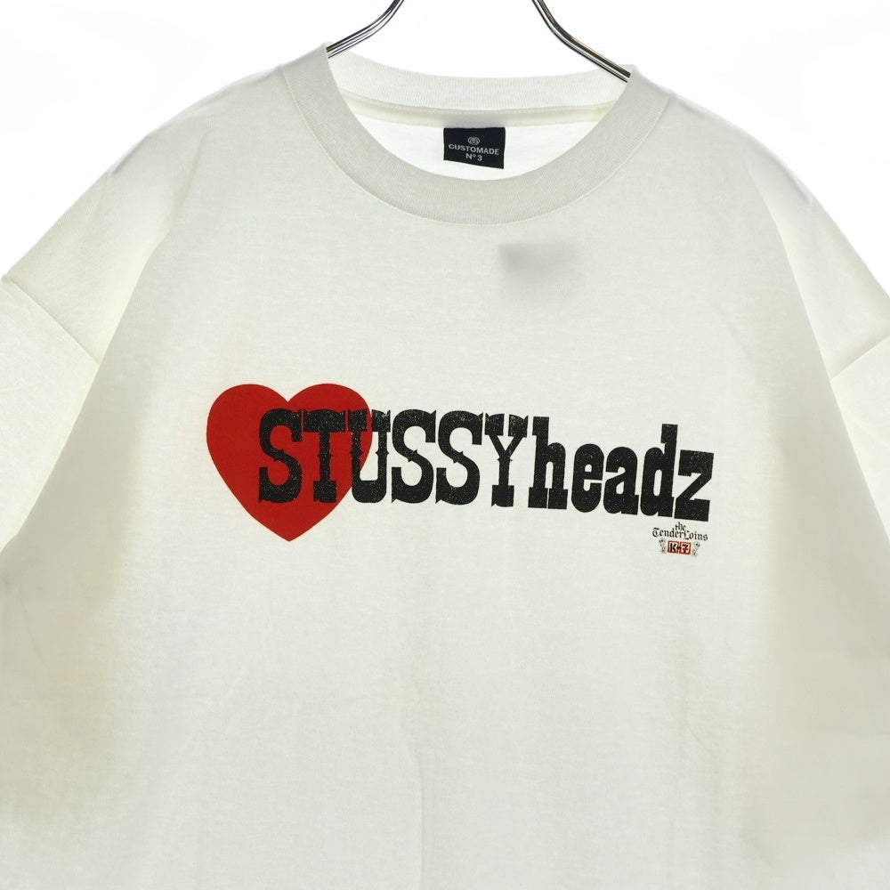 STUSSY(ステューシー) 00S × テンダーロイン USA製 カスタムメイド ヘッズ フロントプリント クルーネック 半袖Tシャツ カットソー ホワイト