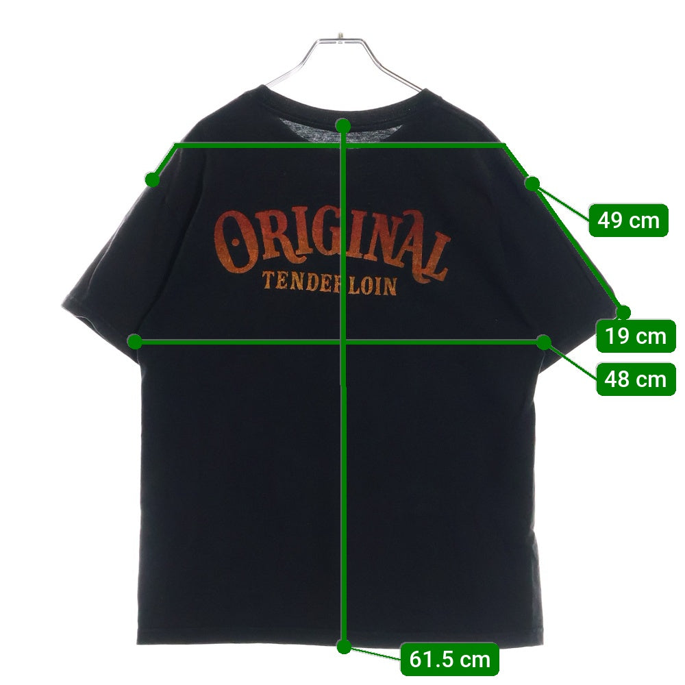 TENDERLOIN(テンダーロイン) HELL ON WHEELS ヘルオンホイール 両面プリント クルーネック 半袖Tシャツ カットソー ブラック