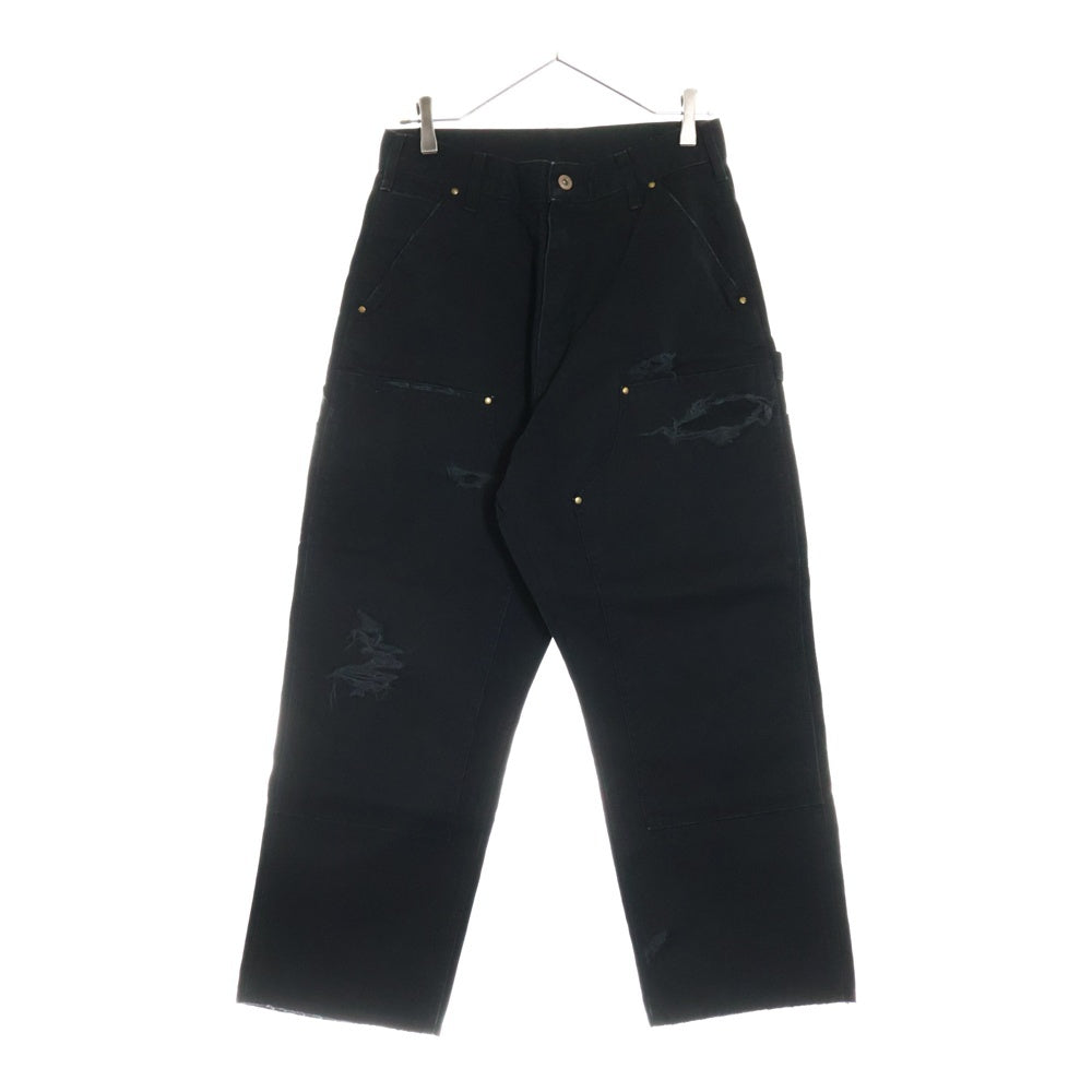 SEQUEL(シークエル) 25SS PAINTER PANTS TYPE-P VINTAGE加工 バックプリント コットン ワーク ペインターパンツ ブラック SQ-25SS-PT-05