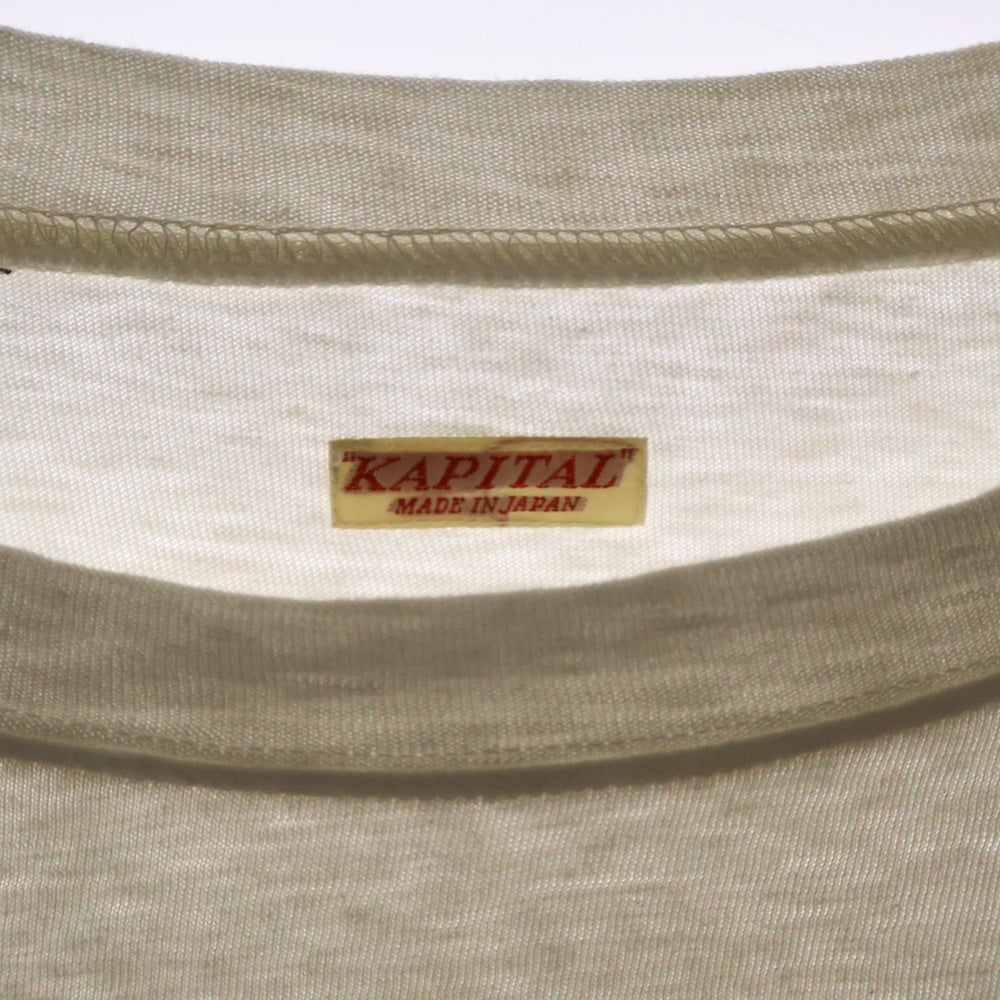 KAPITAL(キャピタル) HUGE-T バンダナ柄 ビッグサイズ クルーネック 半袖Tシャツ カットソー ホワイト K1704SC179