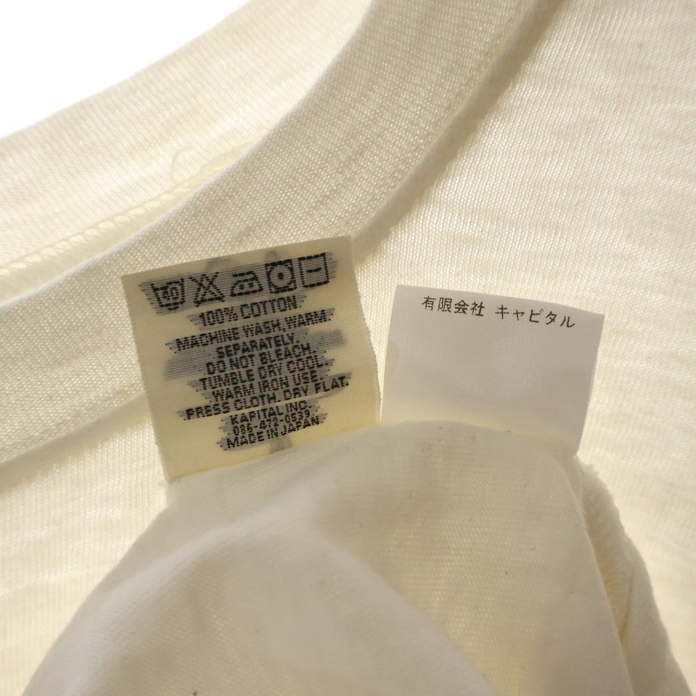 KAPITAL(キャピタル) HUGE-T バンダナ柄 ビッグサイズ クルーネック 半袖Tシャツ カットソー ホワイト K1704SC179