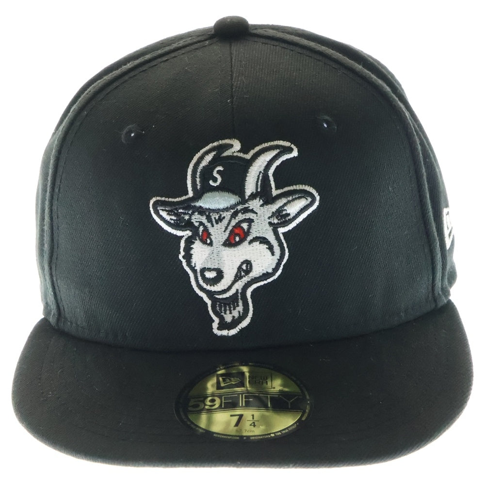 SUPREME(シュプリーム) 22SS ×NEW ERA Goat Cap ニューエラ ゴート ロゴ エンブロイダリー ベースボール キャップ 帽子 ブラック