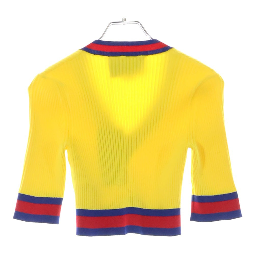 GUCCI(グッチ) ハイゲージ タイト Vネック リブ ニット セーター レディース イエロー 756271 XKC71