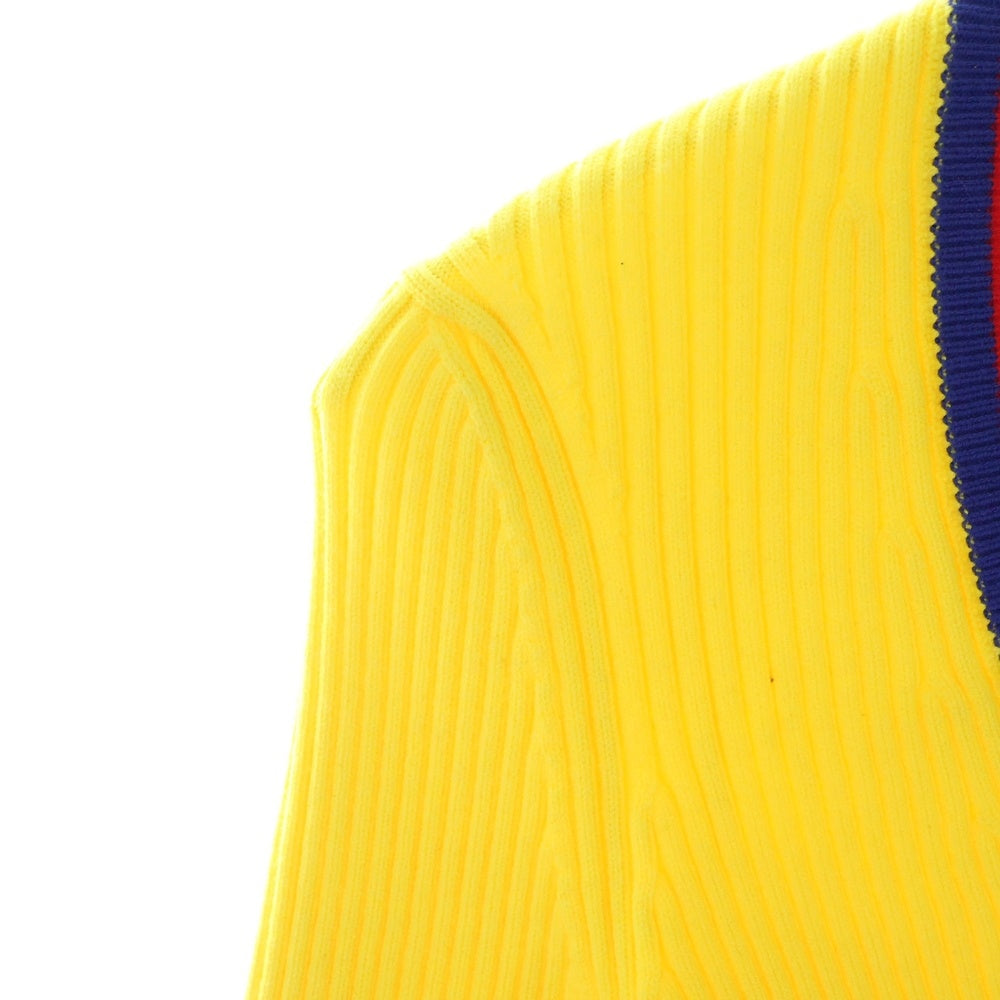 GUCCI(グッチ) ハイゲージ タイト Vネック リブ ニット セーター レディース イエロー 756271 XKC71