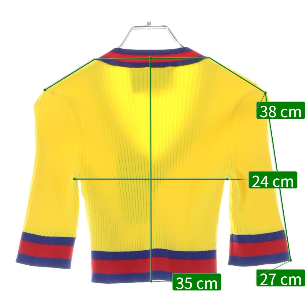 GUCCI(グッチ) ハイゲージ タイト Vネック リブ ニット セーター レディース イエロー 756271 XKC71