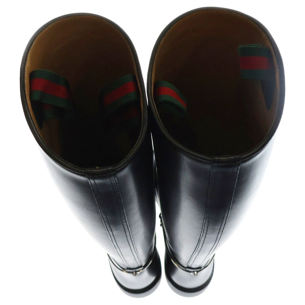GUCCI(グッチ) Slim Horsebit Boot スリム ホースビット レザー ロング ブーツ レディース ブラック 80531 AADZD
