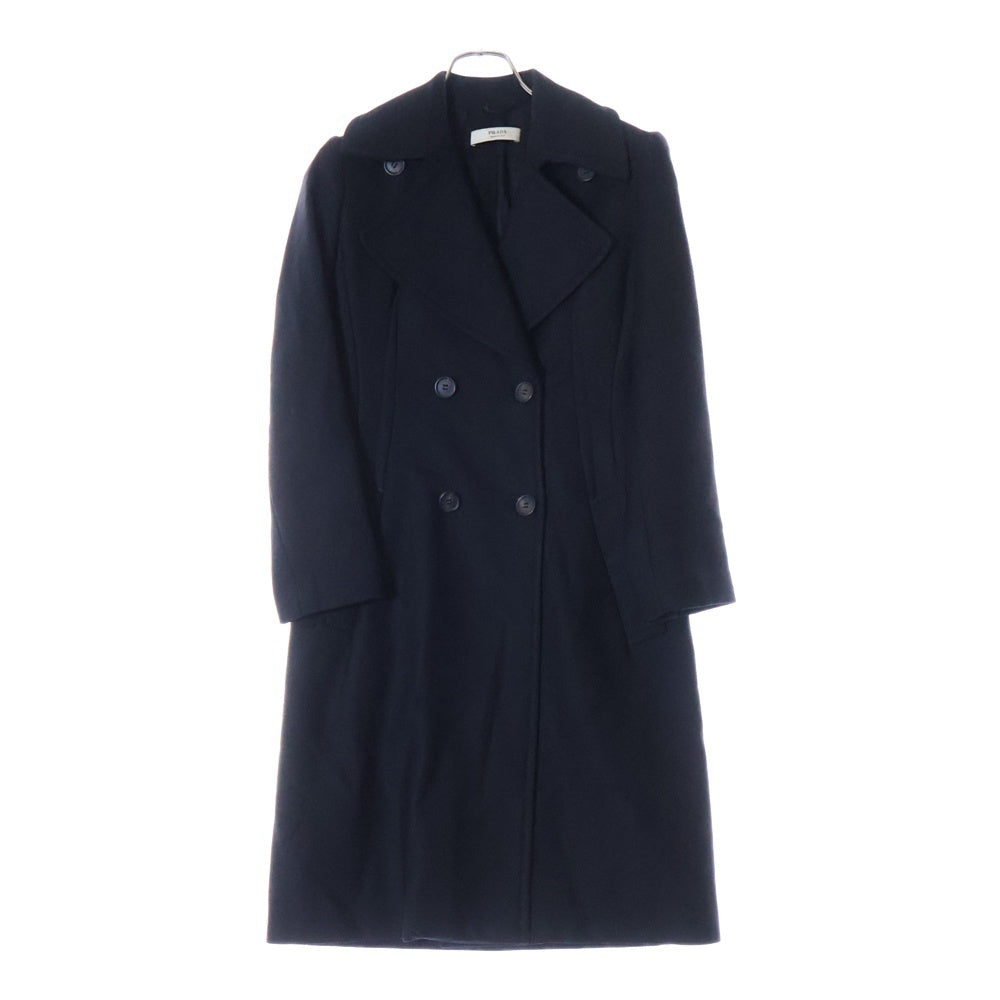 PRADA(プラダ) バージンウール ダブルブレスト ピーコート レディース ブラック