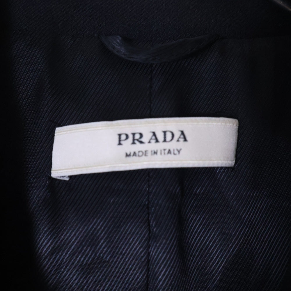 PRADA(プラダ) バージンウール ダブルブレスト ピーコート レディース ブラック