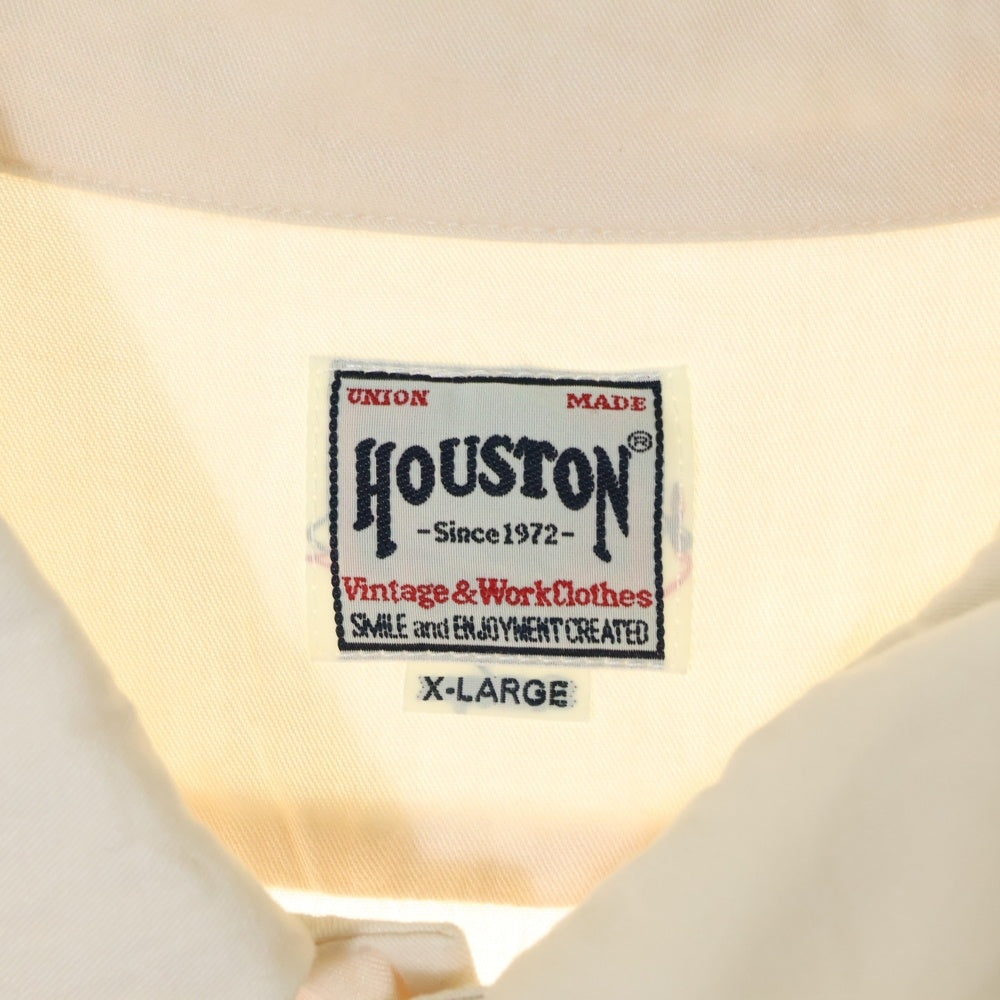 HOUSTON(ヒューストン) 両面刺繍 レーヨン半袖シャツ ショートスリーブ アイボリー