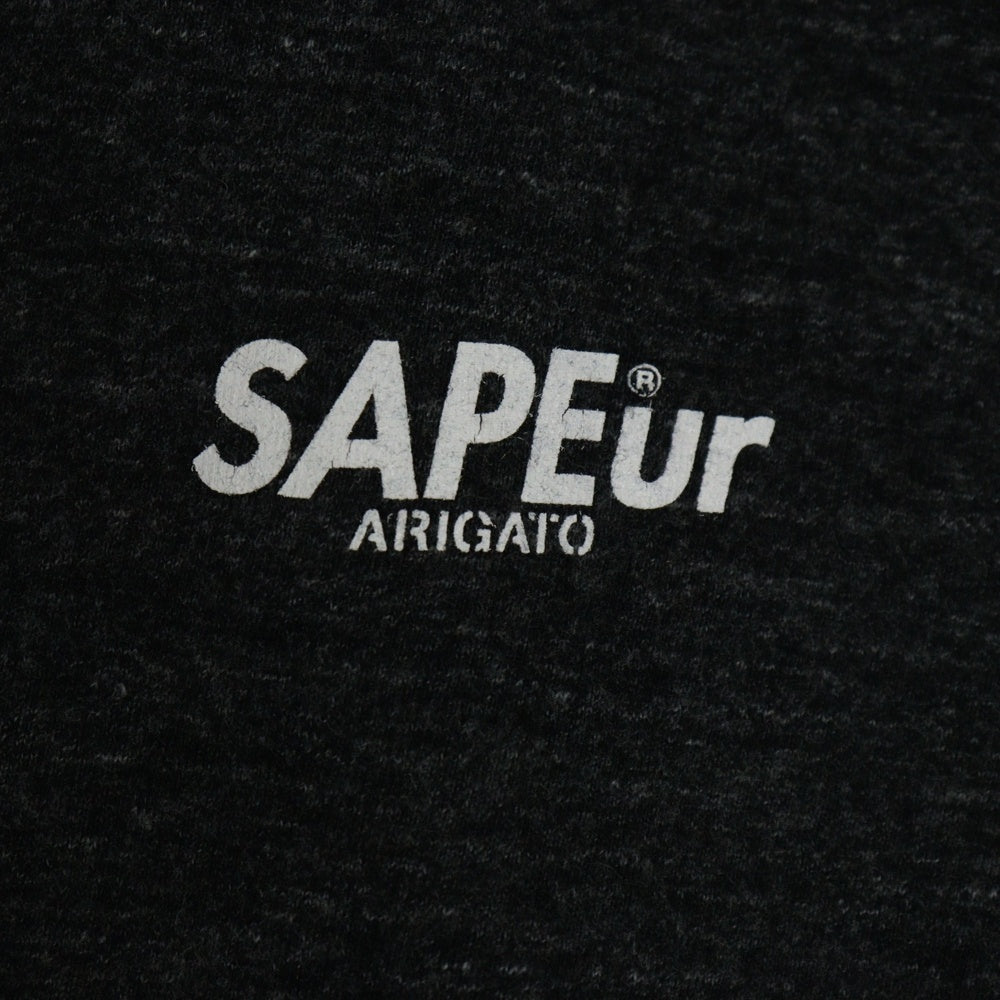 SAPEur(サプール) ロゴプリント クルーネック半袖Tシャツ カットソー グレー