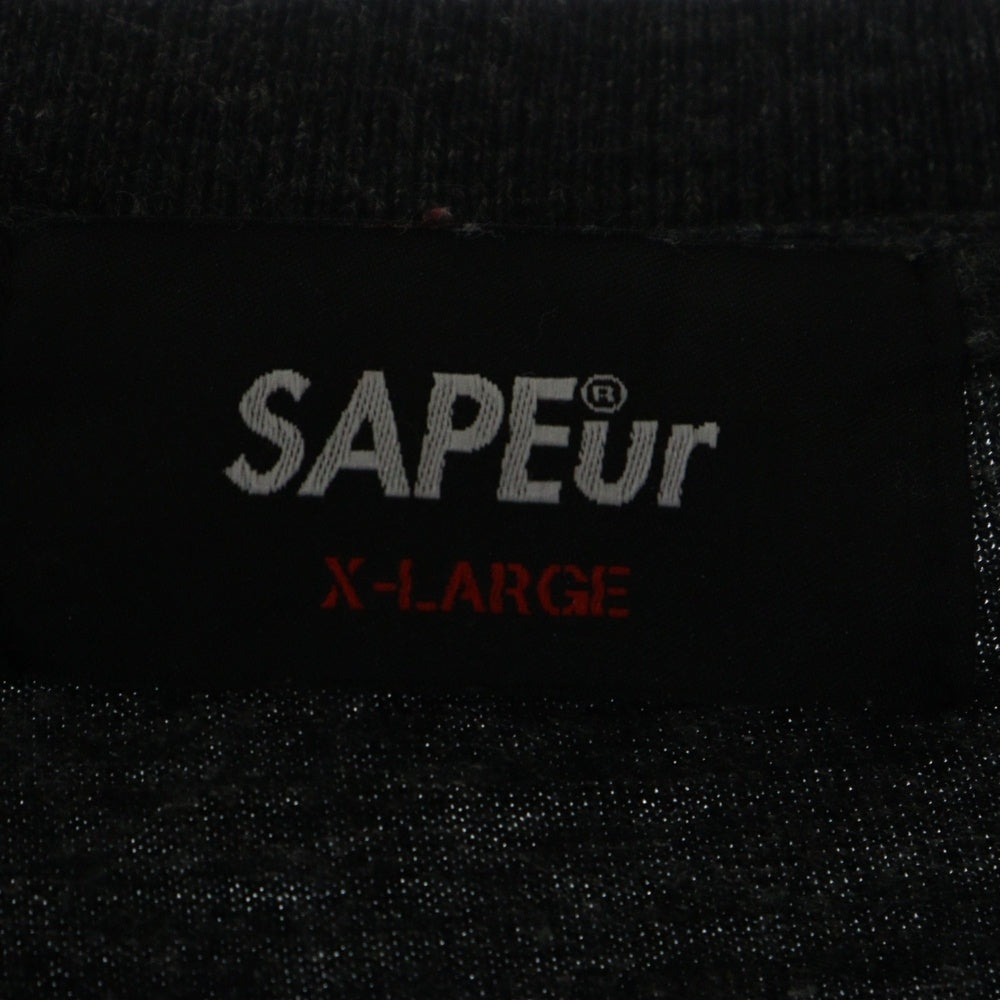 SAPEur(サプール) ロゴプリント クルーネック半袖Tシャツ カットソー グレー