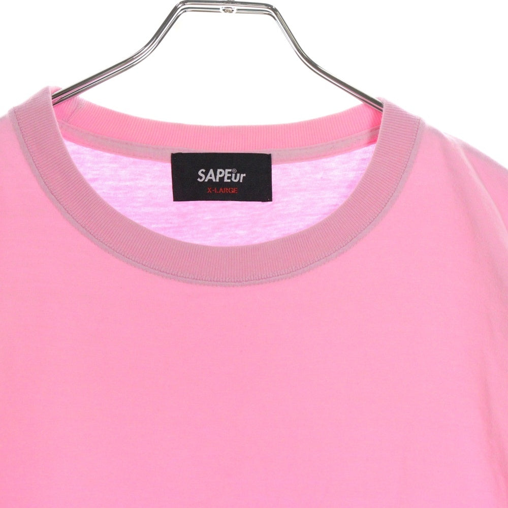 SAPEur(サプール) ロゴプリント クルーネック半袖Tシャツ カットソー ピンク