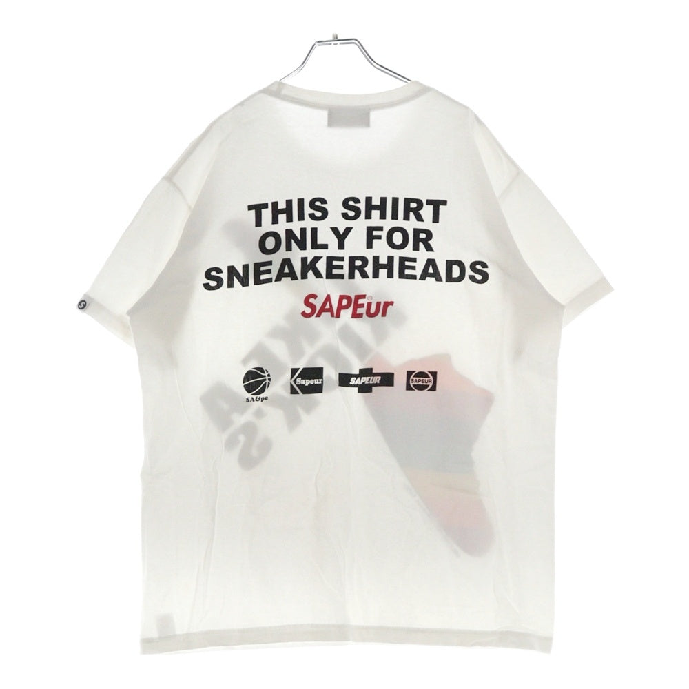SAPEur(サプール) LIKE A KICK'S ライク ア キックス 両面プリント クルーネック半袖Tシャツ カットソー ホワイト