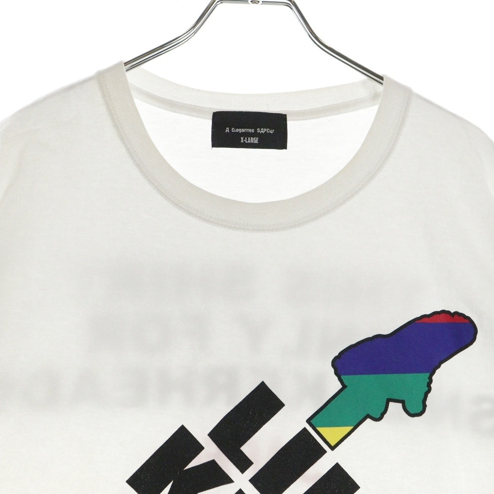 SAPEur(サプール) LIKE A KICK'S ライク ア キックス 両面プリント クルーネック半袖Tシャツ カットソー ホワイト