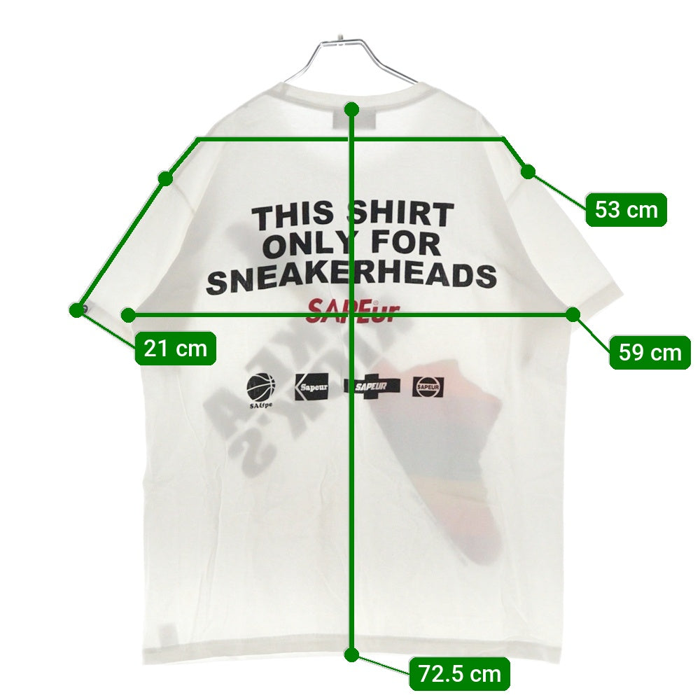 SAPEur(サプール) LIKE A KICK'S ライク ア キックス 両面プリント クルーネック半袖Tシャツ カットソー ホワイト
