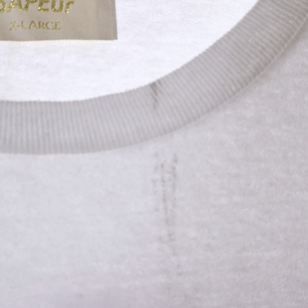 SAPEur(サプール) 両面ロゴプリント クルーネック半袖Tシャツ カットソー ホワイト/パープル