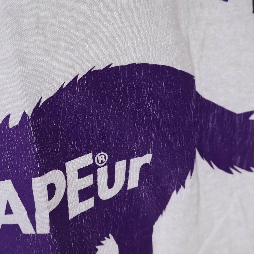 SAPEur(サプール) 両面ロゴプリント クルーネック半袖Tシャツ カットソー ホワイト/パープル