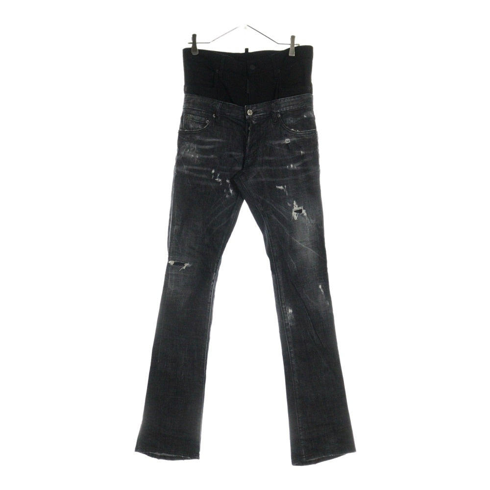 DSQUARED2(ディースクエアード) 20AW Twin Pack Straight Leg Sharpei Jean ツインパック レイヤード クラッシュ加工 デニムパンツ ブラック/グレー S71LB0818