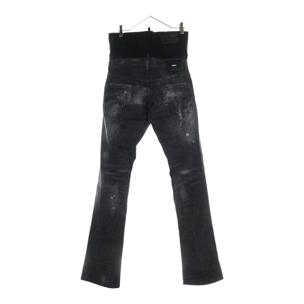 DSQUARED2(ディースクエアード) 20AW Twin Pack Straight Leg Sharpei Jean ツインパック レイヤード クラッシュ加工 デニムパンツ ブラック/グレー S71LB0818