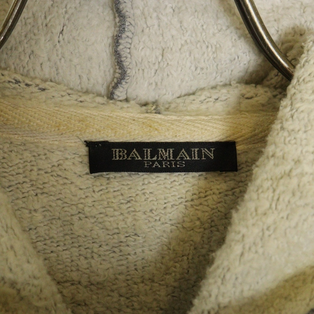 BALMAIN(バルマン) サイドジップ コットン ジップアップスウェットパーカー グレー J658B203