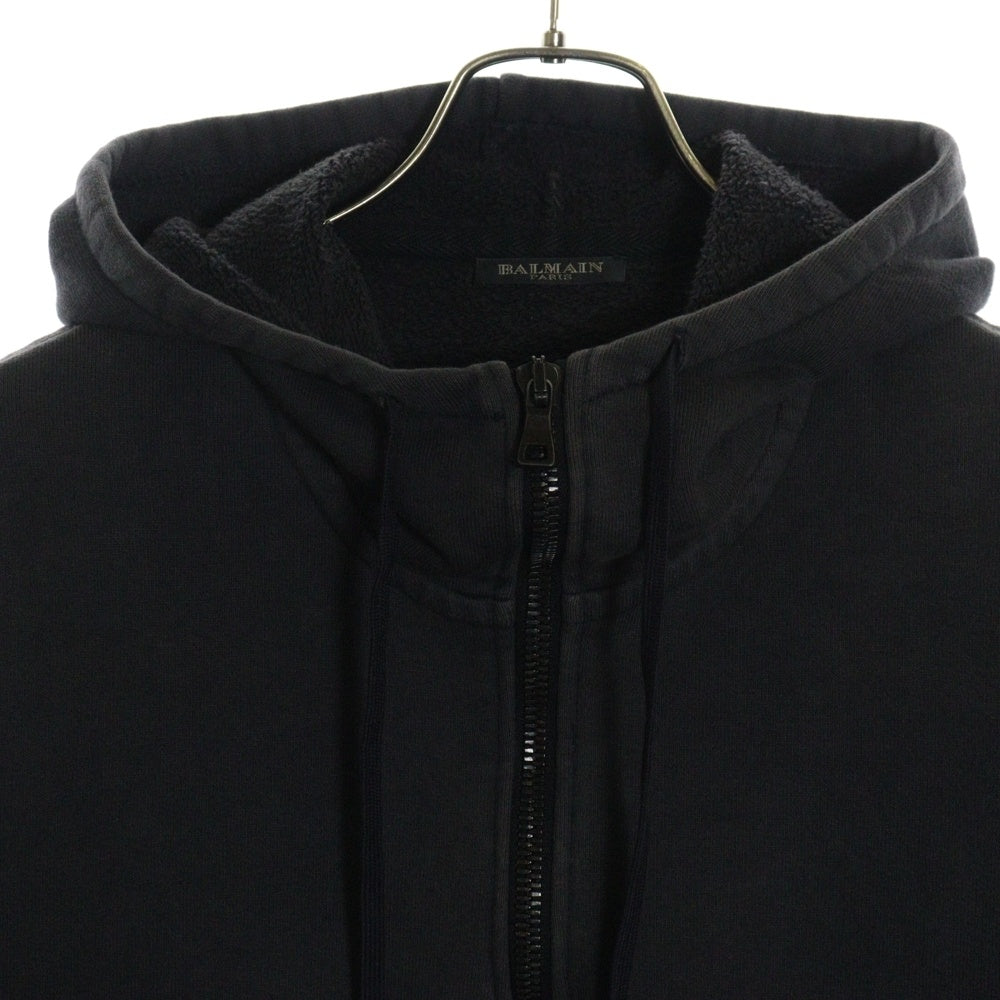BALMAIN(バルマン) ハーフジップ コットン スウェットプルオーバーパーカー ネイビー JB203