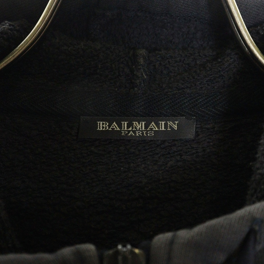 BALMAIN(バルマン) ハーフジップ コットン スウェットプルオーバーパーカー ネイビー JB203