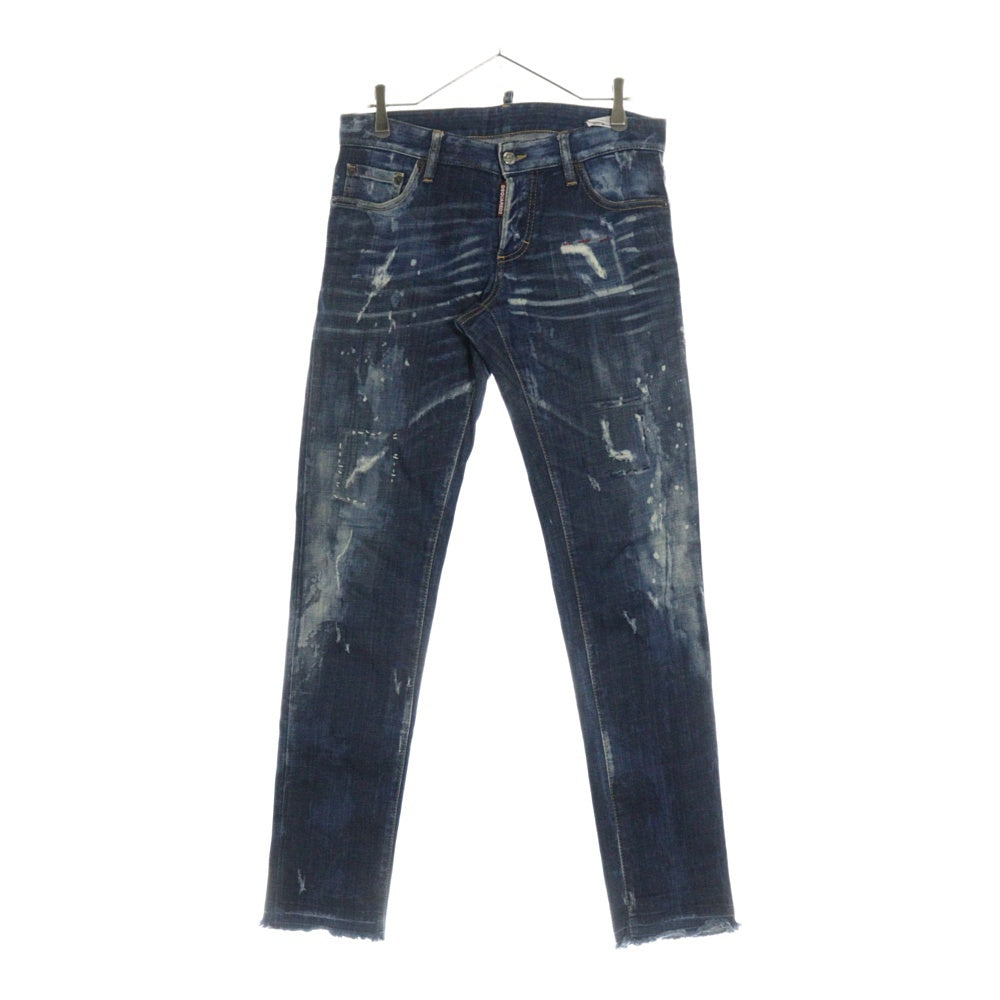 DSQUARED2(ディースクエアード) 17SS Slim Jean ダメージ加工 ボタンフライ スリムフィット デニムパンツ インディゴ S74LB0102
