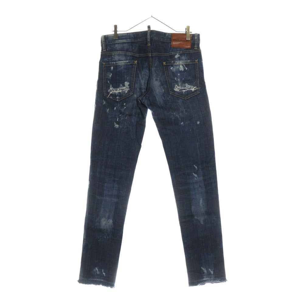 DSQUARED2(ディースクエアード) 17SS Slim Jean ダメージ加工 ボタンフライ スリムフィット デニムパンツ インディゴ S74LB0102