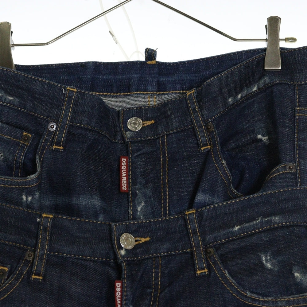 DSQUARED2(ディースクエアード) 20AW Twin Pack Straight Leg Sharpei Jean ツインパック レイヤード クラッシュ加工 デニムパンツ インディゴ S71LB0812