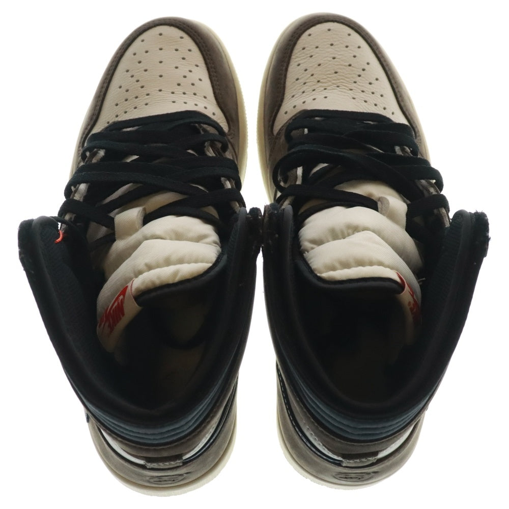NIKE(ナイキ) ×TRAVIS SCOTT AIR JORDAN 1 HIGH OG TS SP トラヴィススコット エアジョーダン ハイカットスニーカー ブラウン/ホワイト US10/28cm CD4487-100