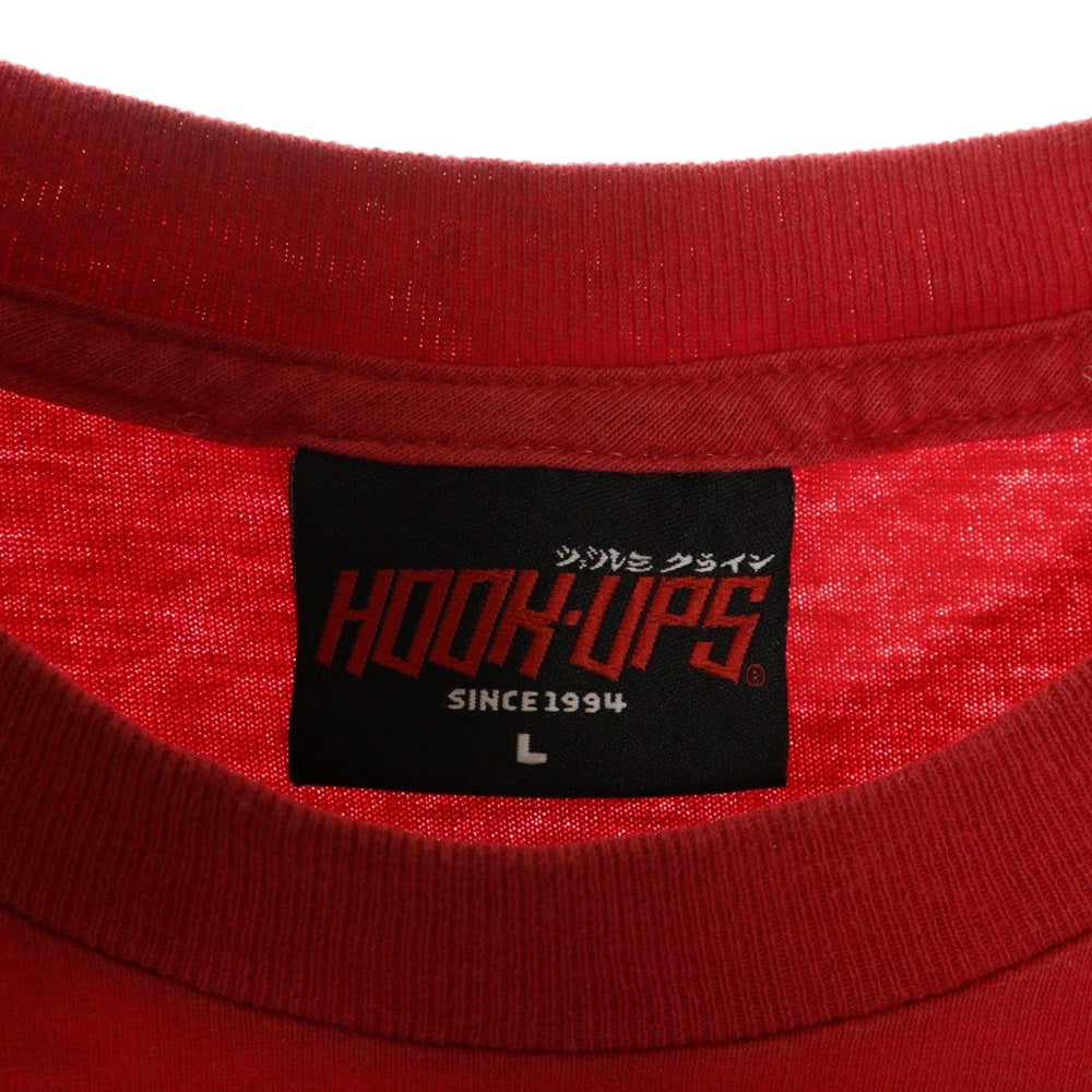 VINTAGE(ヴィンテージ) HOOK UPS フック アップス フロントプリント クルーネック半袖Tシャツ カットソー レッド