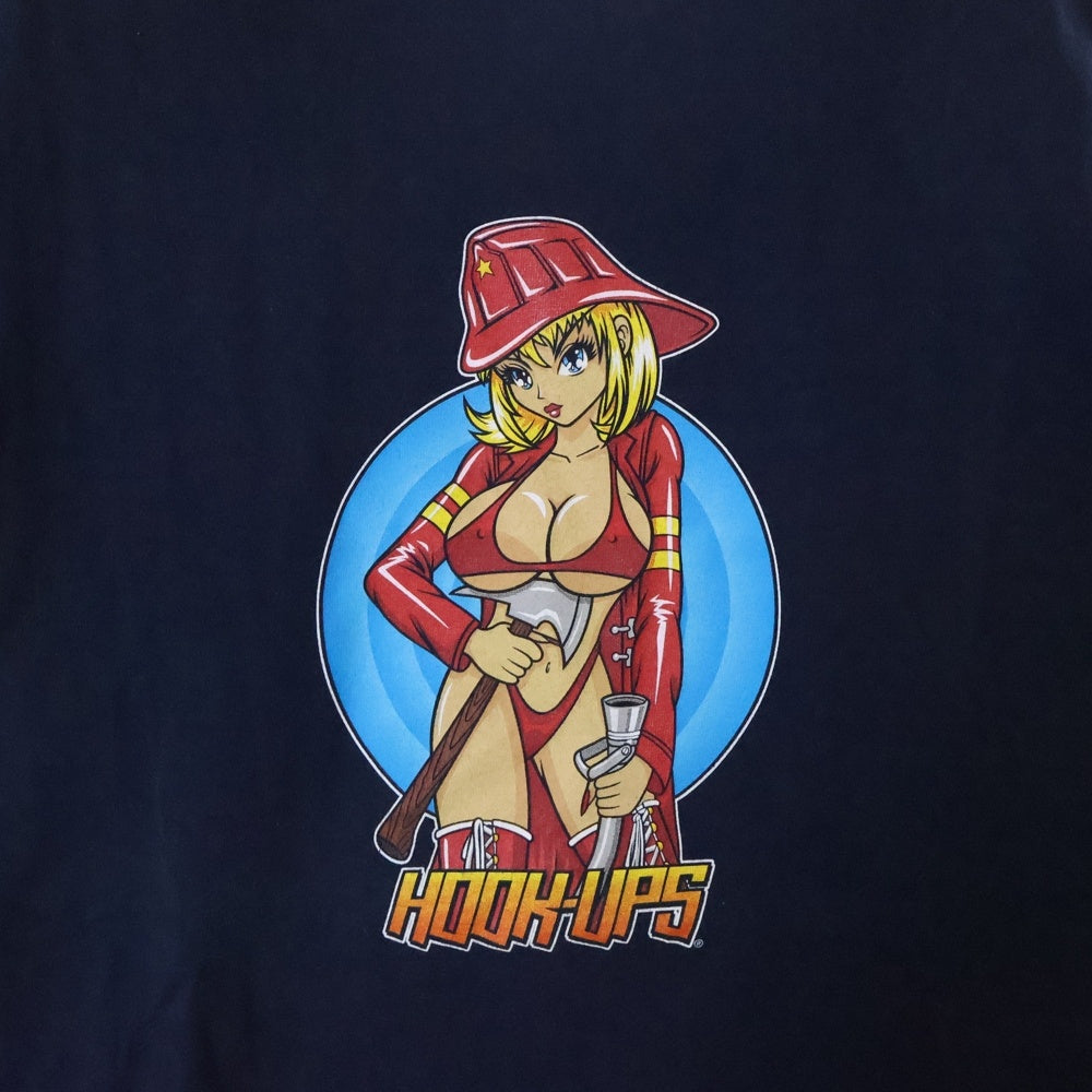 VINTAGE(ヴィンテージ) VINTAGE HOOK UPS ヴィンテージ フック アップス フロントプリント クルーネック半袖Tシャツ カットソー ネイビー