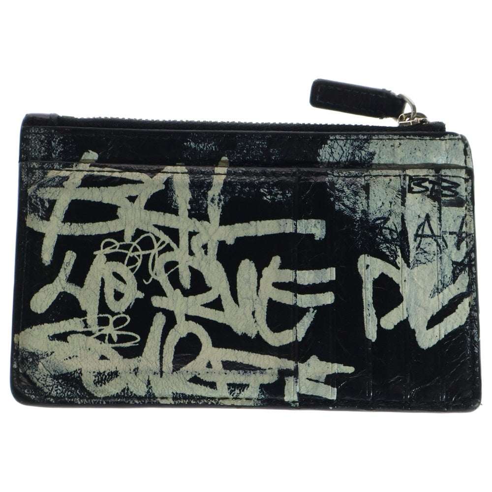 BALENCIAGA(バレンシアガ) GRAFFITI グラフィティ レザー 財布 ウオレット カードケース ブラック 640535 1090 P568148