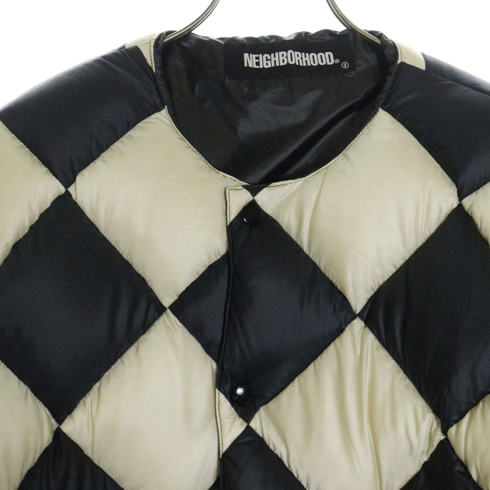 NEIGHBORHOOD(ネイバーフッド) 21AW C.D. N-JKT ダイヤキルティング ノーカラー ダウンジャケット ブラック/ホワイト 212TSNH-JKM12