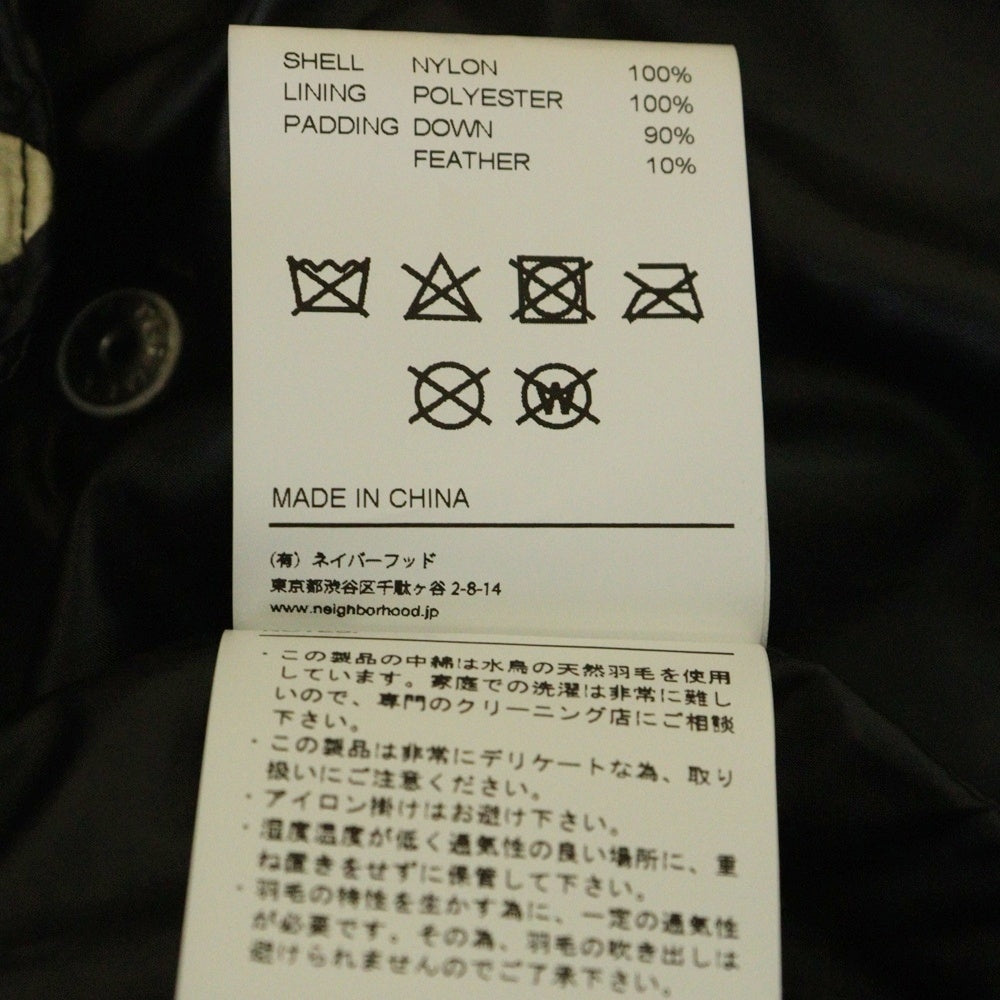 NEIGHBORHOOD(ネイバーフッド) 21AW C.D. N-JKT ダイヤキルティング ノーカラー ダウンジャケット ブラック/ホワイト 212TSNH-JKM12