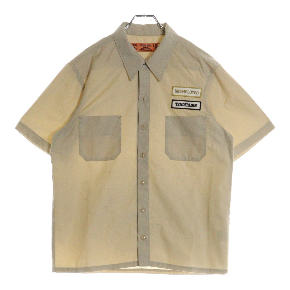 TENDERLOIN(テンダーロイン) T-WORK SHT フロントパッチ コットンポリ 半袖ワークシャツ ベージュ