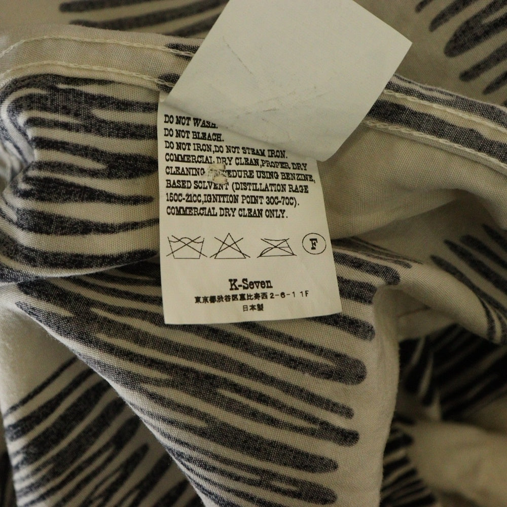 TENDERLOIN(テンダーロイン) T-RAYON SHT 総柄 レーヨン オープンカラー 半袖シャツ ホワイト/ブラック