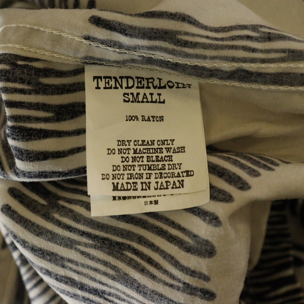 TENDERLOIN(テンダーロイン) T-RAYON SHT 総柄 レーヨン オープンカラー 半袖シャツ ホワイト/ブラック