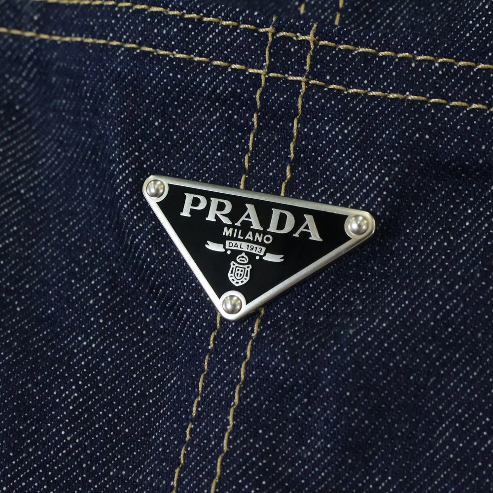 PRADA(プラダ) 24AW トライアングルロゴ 三角プレート セルビッジ デニム オーバーオール インディゴ GEZ005