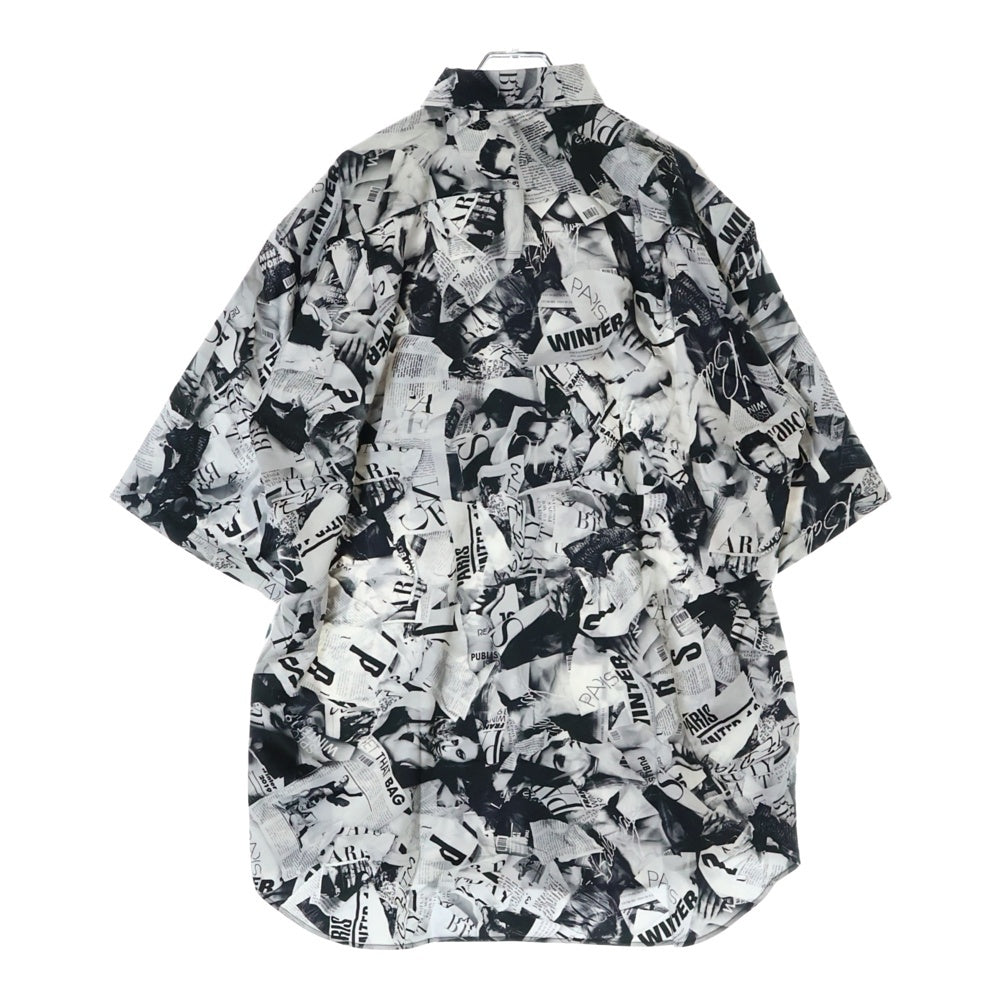 BALENCIAGA(バレンシアガ) 20SS NEWSPAPER ニュースペーパー 総柄 半袖シャツ ブラック/ホワイト 595250 TGL23