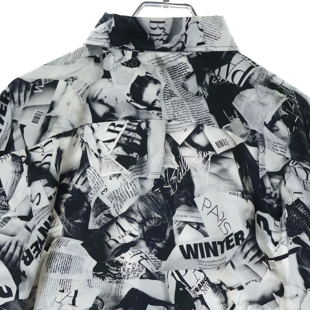 BALENCIAGA(バレンシアガ) 20SS NEWSPAPER ニュースペーパー 総柄 半袖シャツ ブラック/ホワイト 595250 TGL23