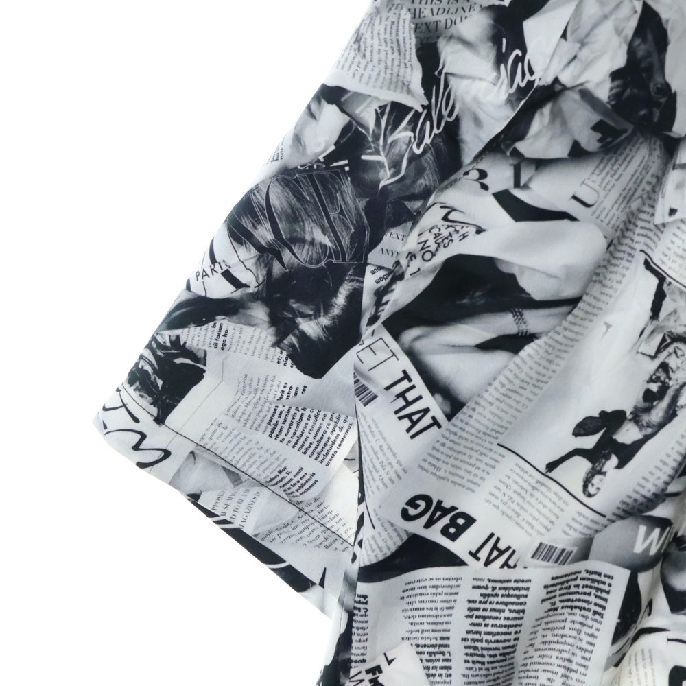 BALENCIAGA(バレンシアガ) 20SS NEWSPAPER ニュースペーパー 総柄 半袖シャツ ブラック/ホワイト 595250 TGL23