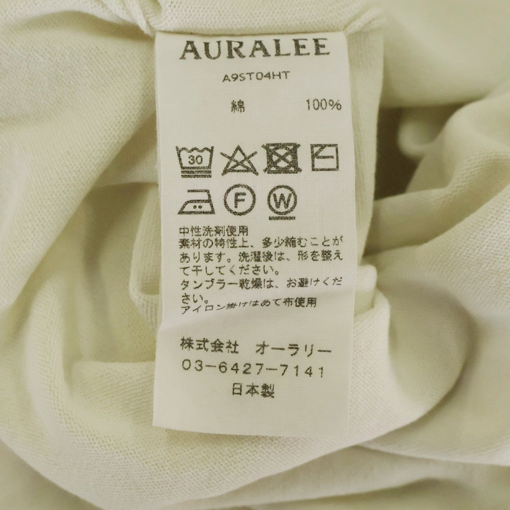 AURALEE(オーラリー) 19SS SUPER HARD TWIST KNIT BIG SLIT TEE スーパーハードツイストニット ビッグスリットTシャツ 半袖カットソー ホワイト A9ST04HT