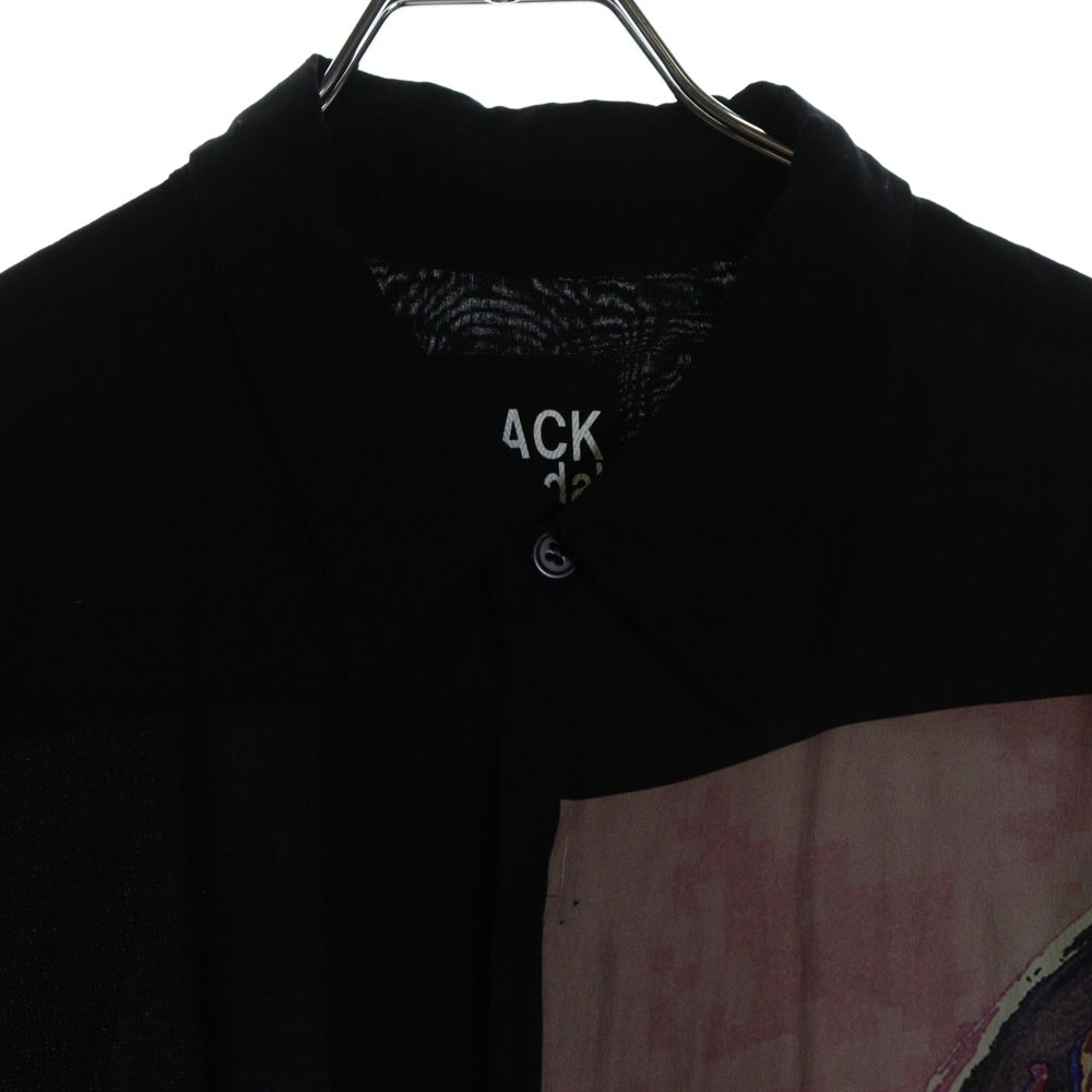 BLACK Scandal Yohji Yamamoto(ブラックスキャンダルヨウジヤマモト) 20SS バンダナ山本 アートプリント レーヨン ロング 長袖シャツ ブラック NN-B86-821