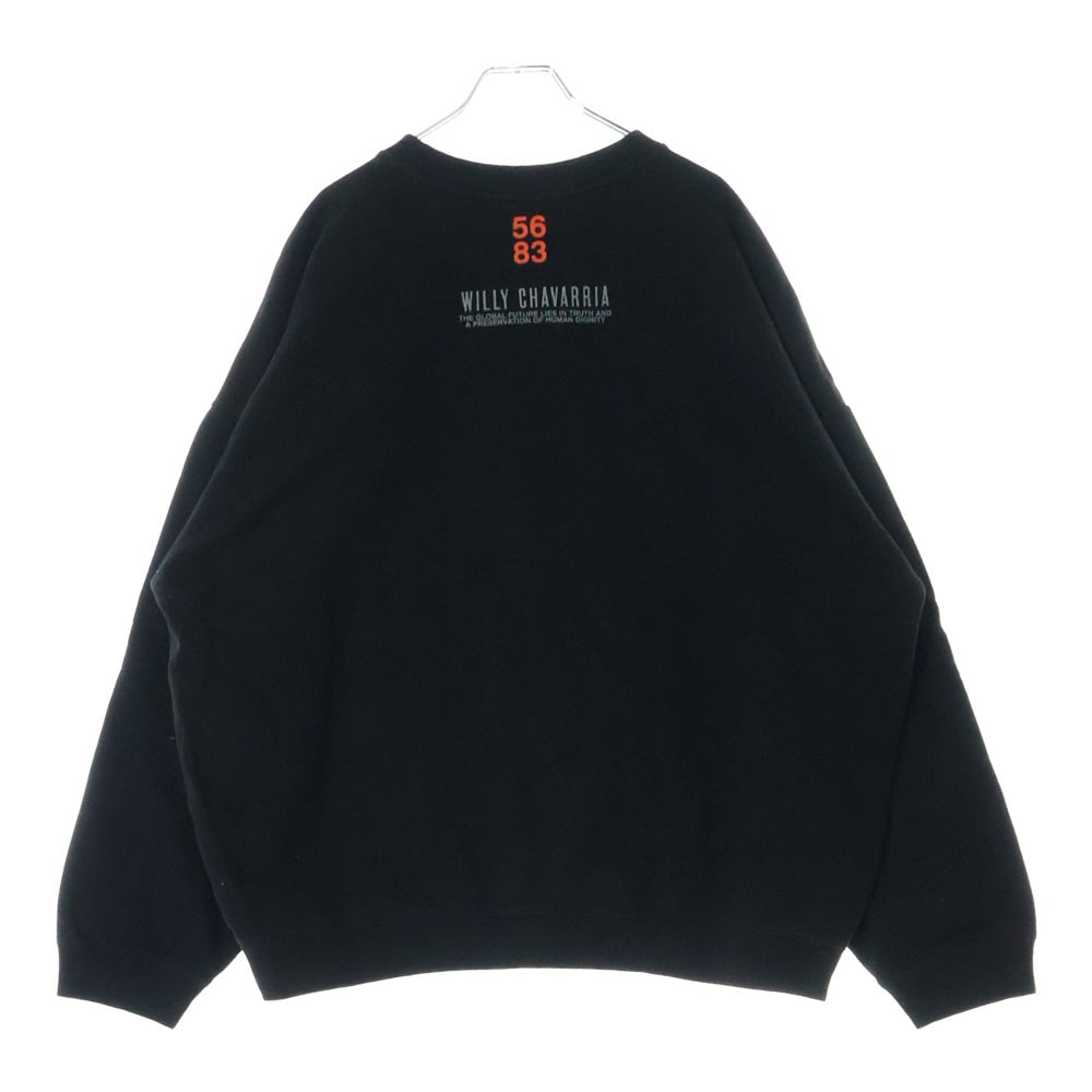 WILLY CHAVARRIA(ウィリーチャバリア) CREW NECK SWEATSHIRT 両面プリント クルーネック スウェット トレーナー ブラック FW18 NY005
