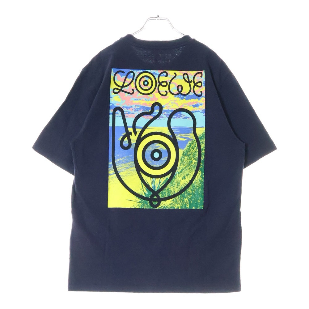 LOEWE(ロエベ) EYE NATURE PRINTED T-SHIRT アイ ネイチャー プリンテッド クルーネック半袖Tシャツ カットソー ネイビー H6199970CR